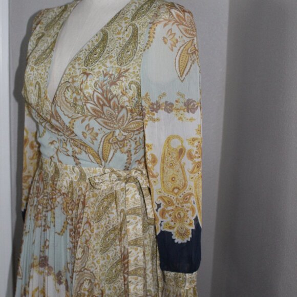 NWOT H&M Royal Wedding Pleated Chiffon Wrap Maxi Dress - Picture 5 of 13